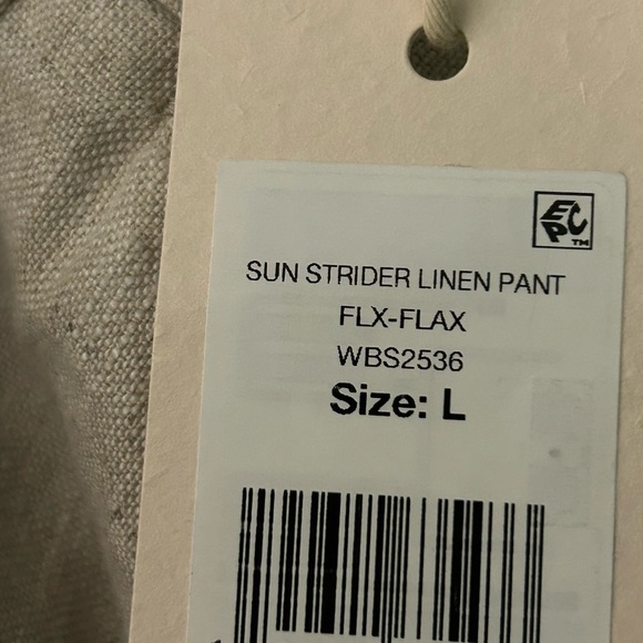 NWT Faherty Sun strider linen flax Women's Pants Sz L $168 - Picture 6 of 6